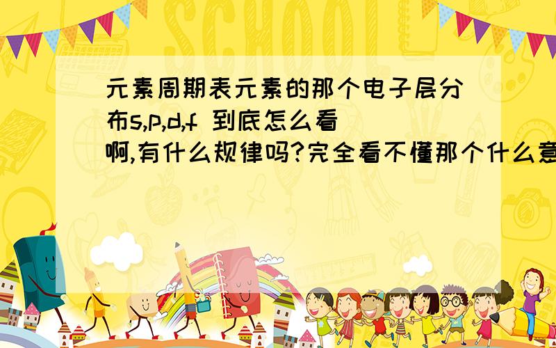 元素周期表元素的那个电子层分布s,p,d,f 到底怎么看啊,有什么规律吗?完全看不懂那个什么意思,其他的都还好啦.