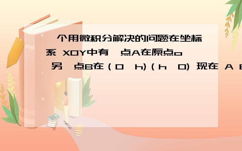 一个用微积分解决的问题在坐标系 XOY中有一点A在原点o 另一点B在（0,h)（h>0) 现在 A B两点同时开始匀速运动,其中 B的速度V2 沿y=h想X正方向运动,始终朝向B的方向运动 .若V2问这个问题是因为在