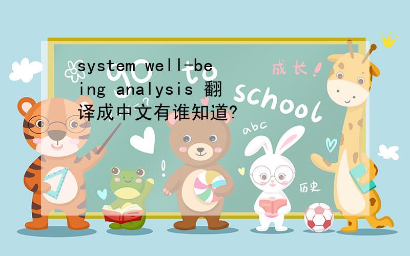 system well-being analysis 翻译成中文有谁知道?