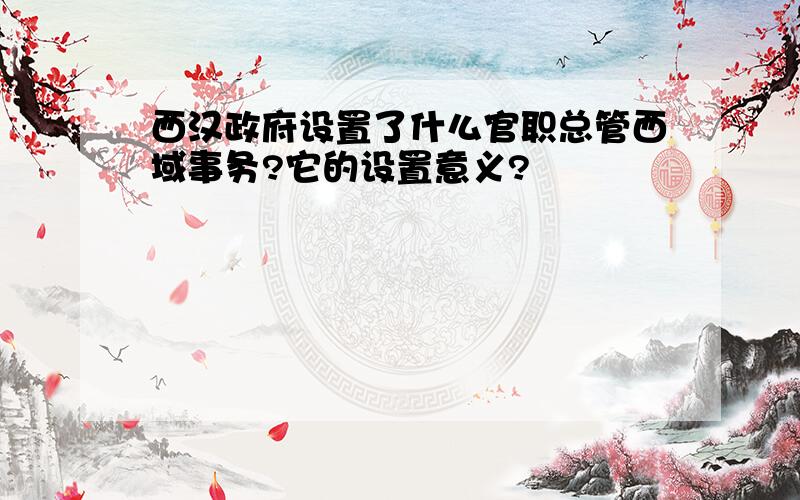 西汉政府设置了什么官职总管西域事务?它的设置意义?