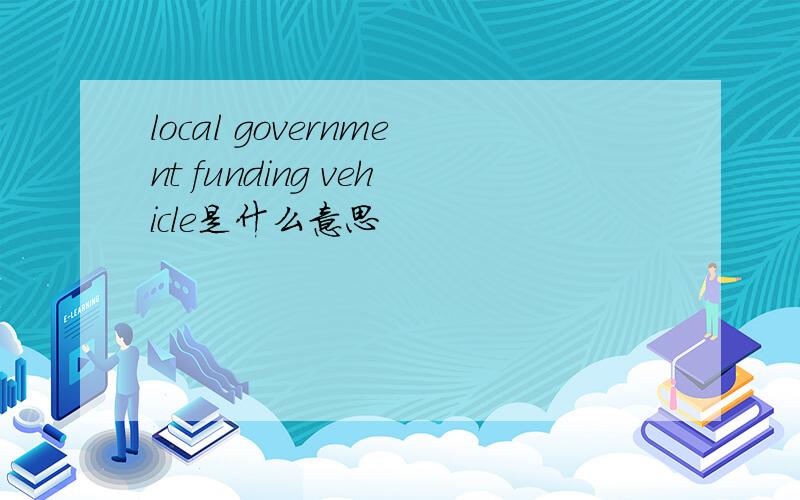 local government funding vehicle是什么意思