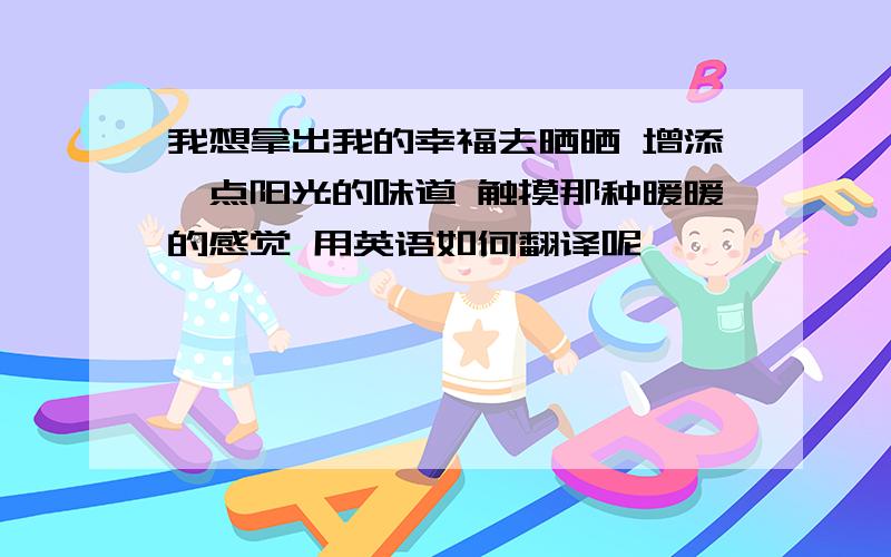 我想拿出我的幸福去晒晒 增添一点阳光的味道 触摸那种暖暖的感觉 用英语如何翻译呢