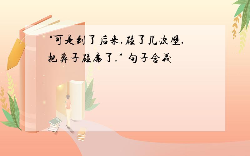 “可是到了后来,碰了几次壁,把鼻子碰扁了.” 句子含义