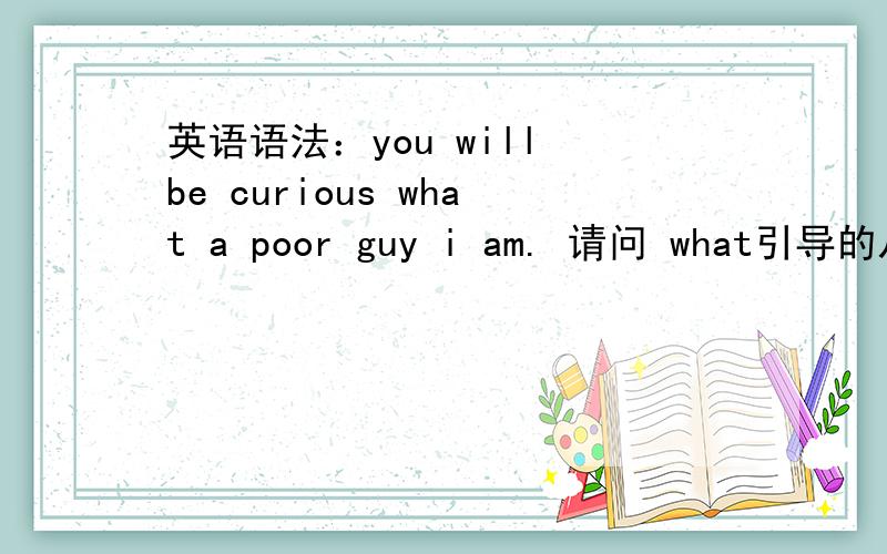 英语语法：you will be curious what a poor guy i am. 请问 what引导的从句是什么从句 作句子的什么c成分You'd be shocked what a governmentemployee pays these days.这是文章原句 和我给的例句结构是一样的吗？这句