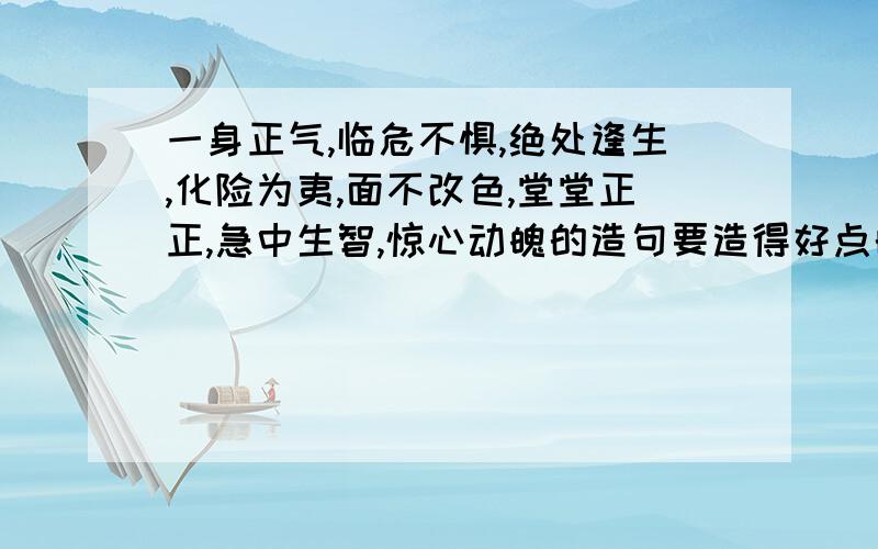 一身正气,临危不惧,绝处逢生,化险为夷,面不改色,堂堂正正,急中生智,惊心动魄的造句要造得好点的哦`~每个都要