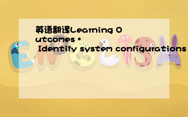 英语翻译Learning Outcomes• Identify system configurations including procurement,compatibility and operational aspects.• Identify the needs for standardisation and interoperability of networks.ScenarioA high-speed Internet connection i