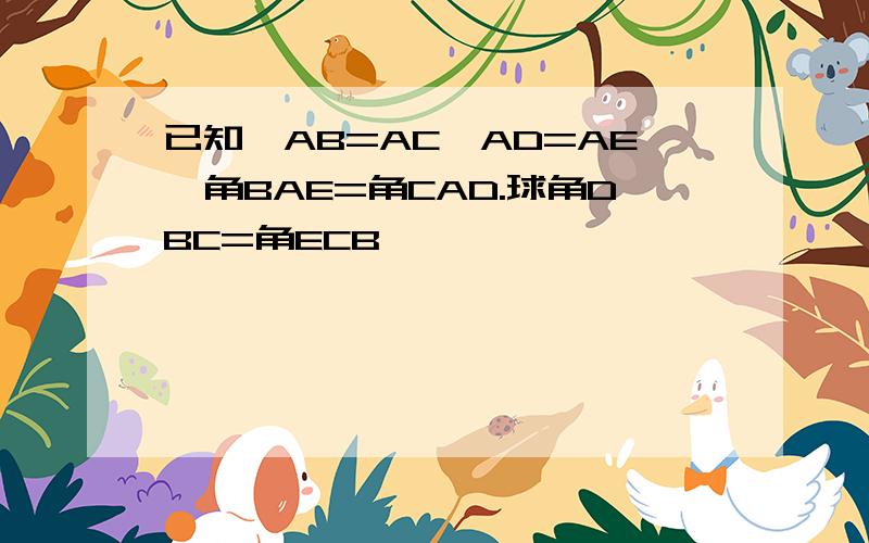 已知,AB=AC,AD=AE,角BAE=角CAD.球角DBC=角ECB