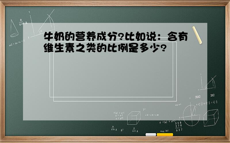 牛奶的营养成分?比如说：含有维生素之类的比例是多少?