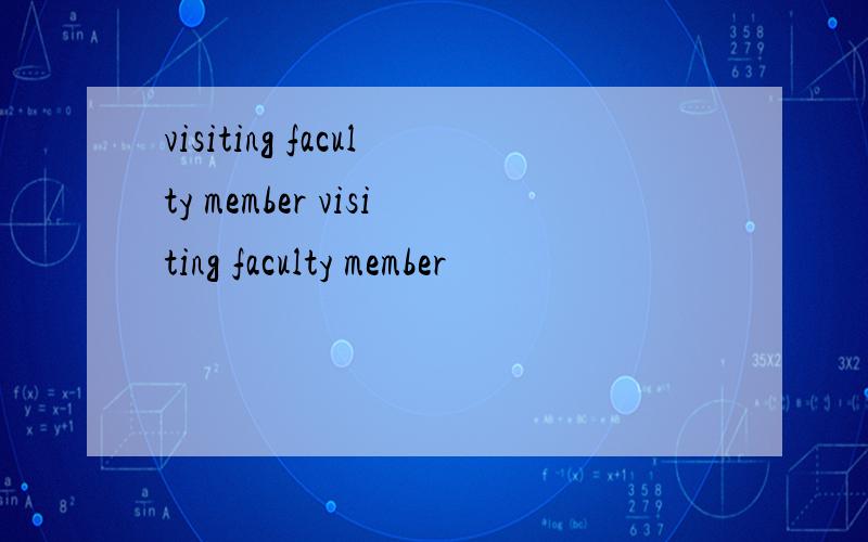 visiting faculty member visiting faculty member