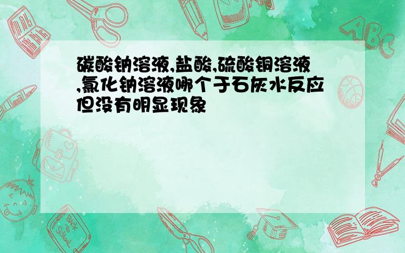 碳酸钠溶液,盐酸,硫酸铜溶液,氯化钠溶液哪个于石灰水反应但没有明显现象