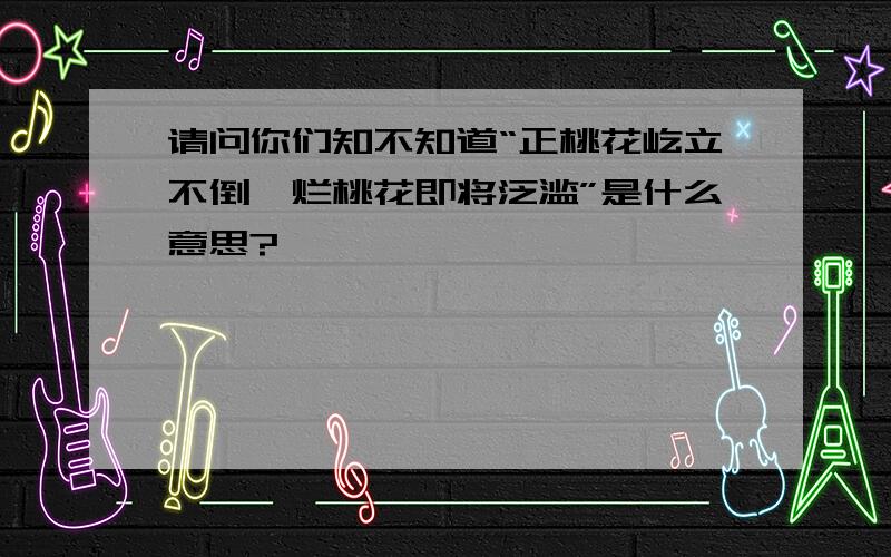 请问你们知不知道“正桃花屹立不倒,烂桃花即将泛滥”是什么意思?