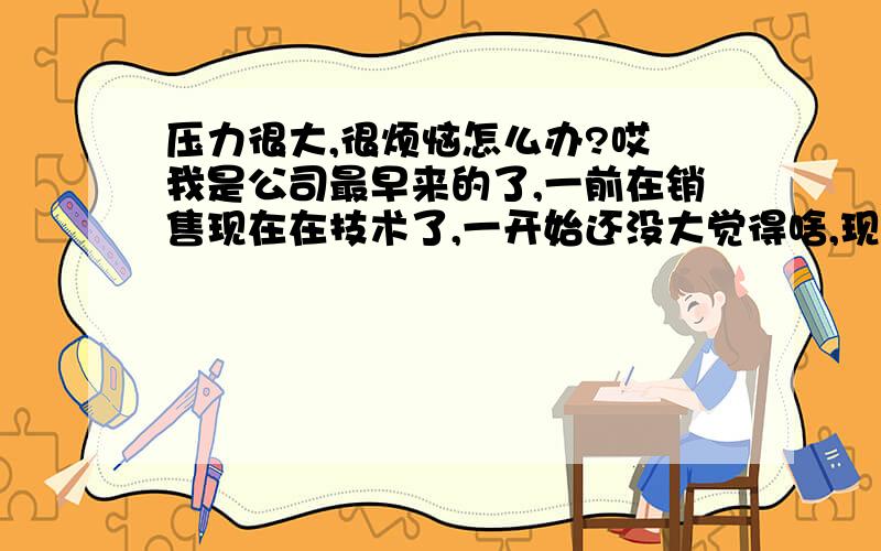 压力很大,很烦恼怎么办?哎 我是公司最早来的了,一前在销售现在在技术了,一开始还没大觉得啥,现在觉得很孤寂,2个部门开会 我现在还去重要的销售部去开,啥都不是了 普通员工,也没啥事在