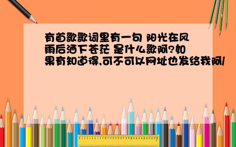 有首歌歌词里有一句 阳光在风雨后洒下苍茫 是什么歌阿?如果有知道得,可不可以网址也发给我阿/