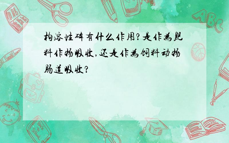 枸溶性磷有什么作用?是作为肥料作物吸收,还是作为饲料动物肠道吸收?