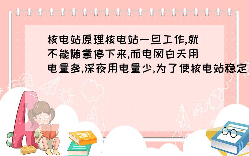 核电站原理核电站一旦工作,就不能随意停下来,而电网白天用电量多,深夜用电量少,为了使核电站稳定工作,建设了抽水蓄能电站,深夜,电动水泵将山下水库的水抽到山顶水库.白天用电高峰时,