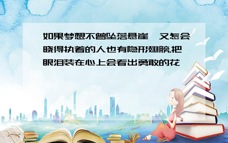 如果梦想不曾坠落悬崖,又怎会晓得执着的人也有隐形翅膀.把眼泪装在心上会看出勇敢的花……