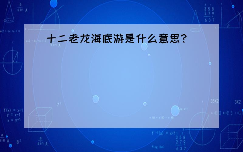 十二老龙海底游是什么意思?