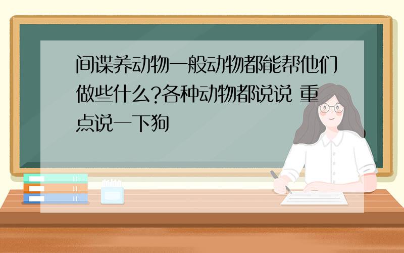 间谍养动物一般动物都能帮他们做些什么?各种动物都说说 重点说一下狗