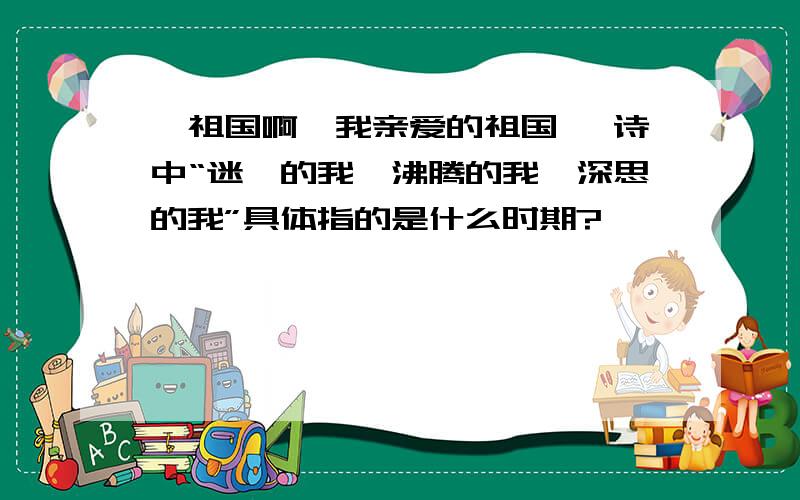 《祖国啊,我亲爱的祖国》 诗中“迷惘的我,沸腾的我,深思的我”具体指的是什么时期?