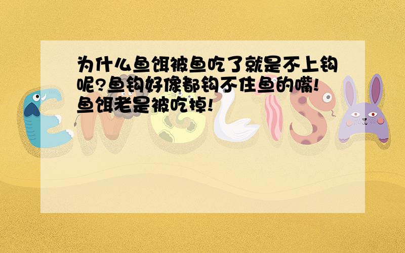 为什么鱼饵被鱼吃了就是不上钩呢?鱼钩好像都钩不住鱼的嘴!鱼饵老是被吃掉!