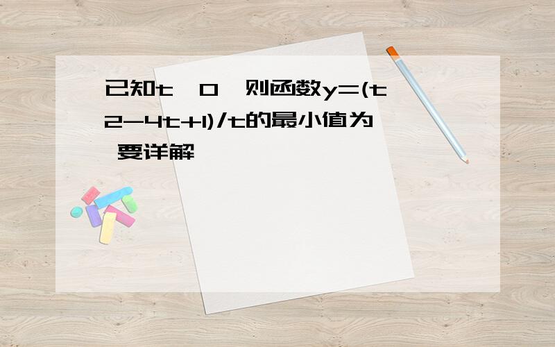 已知t>0,则函数y=(t^2-4t+1)/t的最小值为 要详解