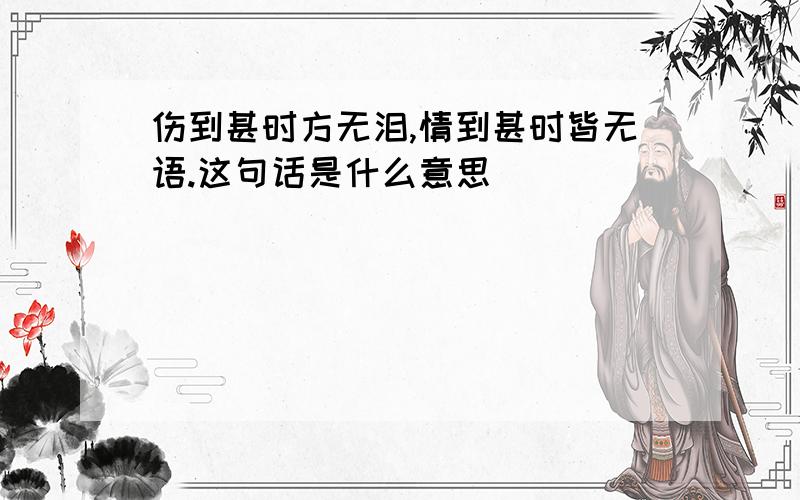 伤到甚时方无泪,情到甚时皆无语.这句话是什么意思