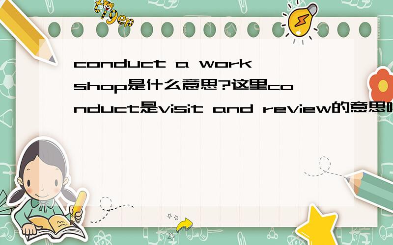 conduct a workshop是什么意思?这里conduct是visit and review的意思吗?