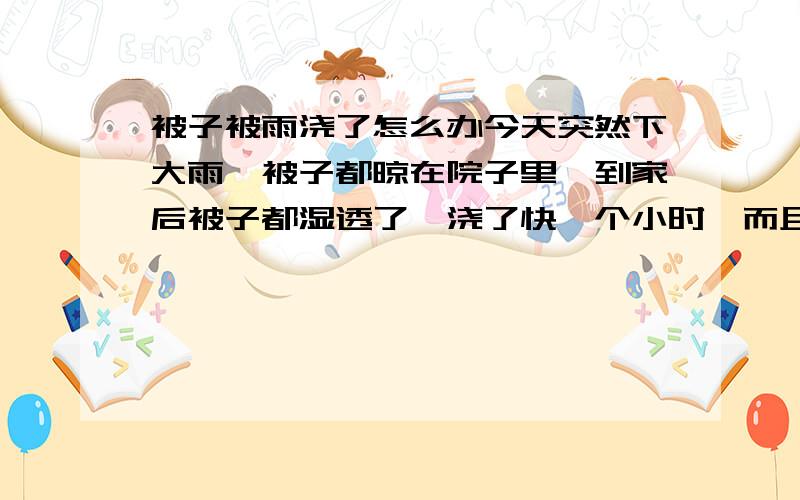 被子被雨浇了怎么办今天突然下大雨,被子都晾在院子里,到家后被子都湿透了,浇了快一个小时,而且是倾盆大雨,还是厚被子