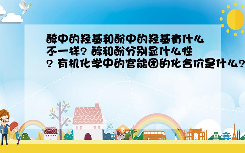 醇中的羟基和酚中的羟基有什么不一样? 醇和酚分别显什么性? 有机化学中的官能团的化合价是什么?