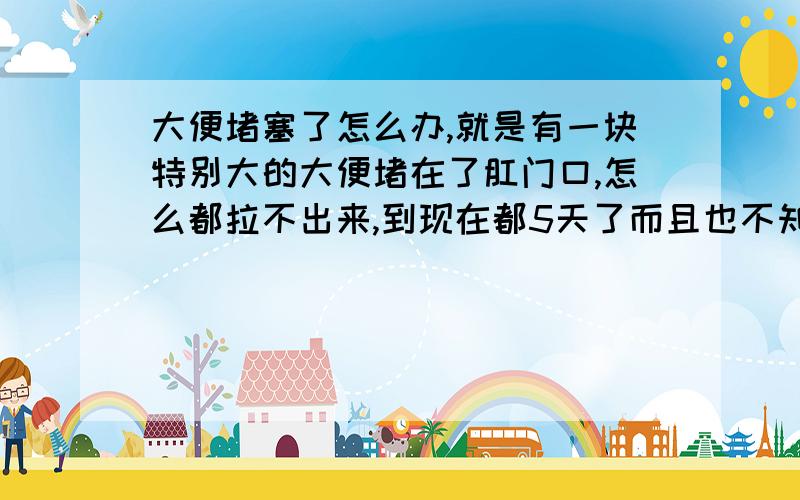 大便堵塞了怎么办,就是有一块特别大的大便堵在了肛门口,怎么都拉不出来,到现在都5天了而且也不知是不是压住了神经,今天居然感觉不到便意了,而且也感觉使不上劲,蜂蜜这两天已经喝了半