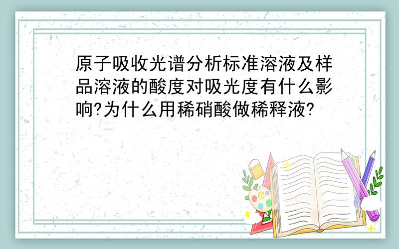 原子吸收光谱分析标准溶液及样品溶液的酸度对吸光度有什么影响?为什么用稀硝酸做稀释液?