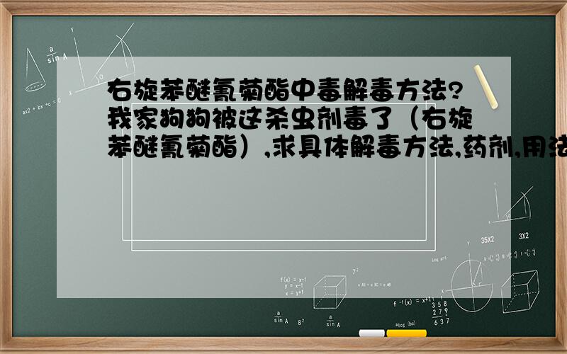 右旋苯醚氰菊酯中毒解毒方法?我家狗狗被这杀虫剂毒了（右旋苯醚氰菊酯）,求具体解毒方法,药剂,用法!急