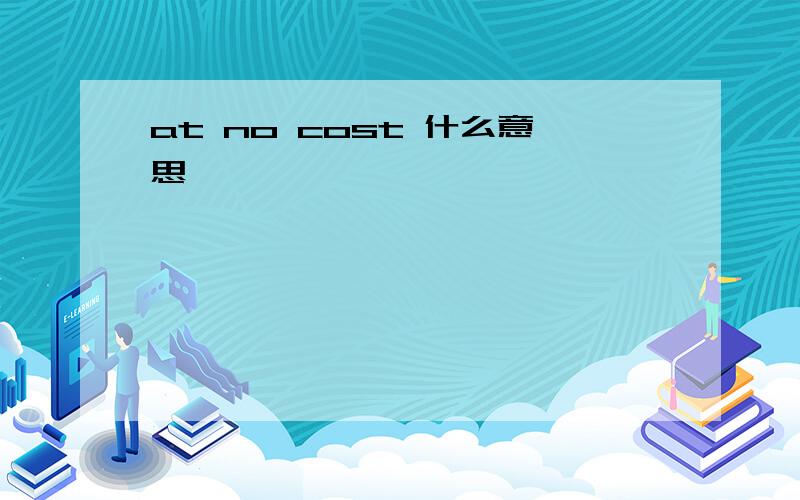 at no cost 什么意思