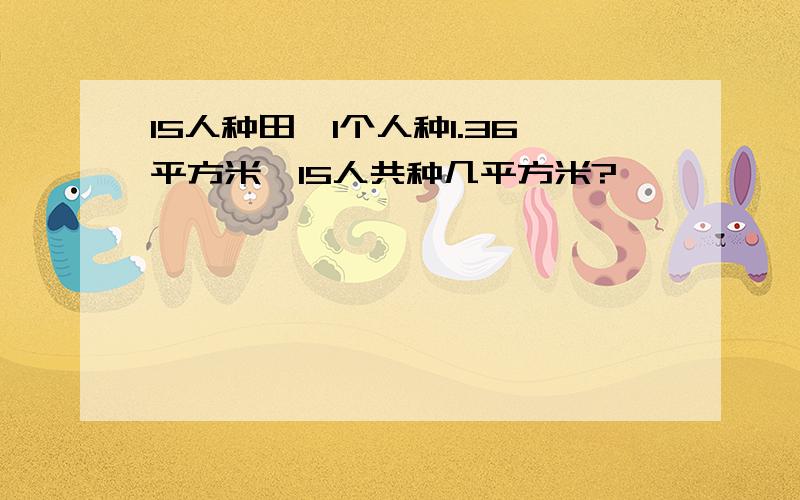 15人种田,1个人种1.36平方米,15人共种几平方米?