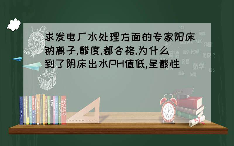 求发电厂水处理方面的专家阳床钠离子,酸度,都合格,为什么到了阴床出水PH值低,呈酸性