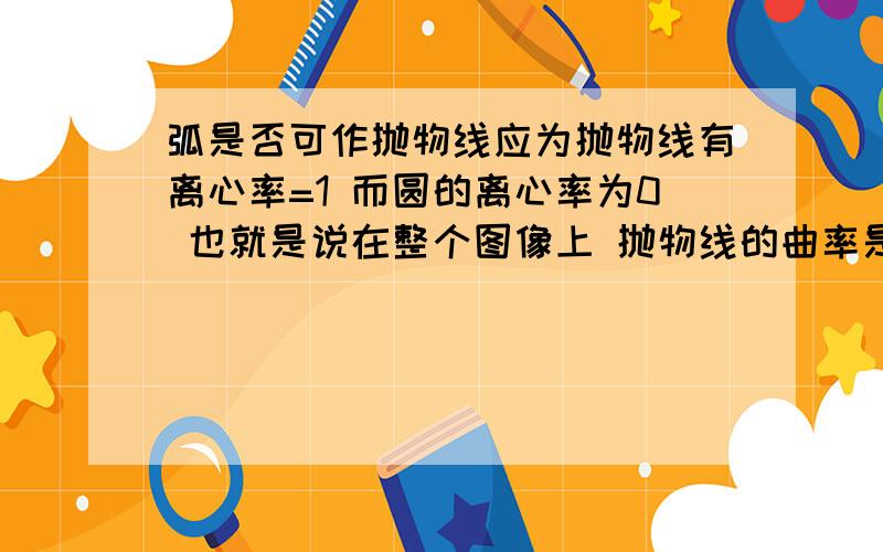 弧是否可作抛物线应为抛物线有离心率=1 而圆的离心率为0 也就是说在整个图像上 抛物线的曲率是与圆不相等的 初中的我看不懂，