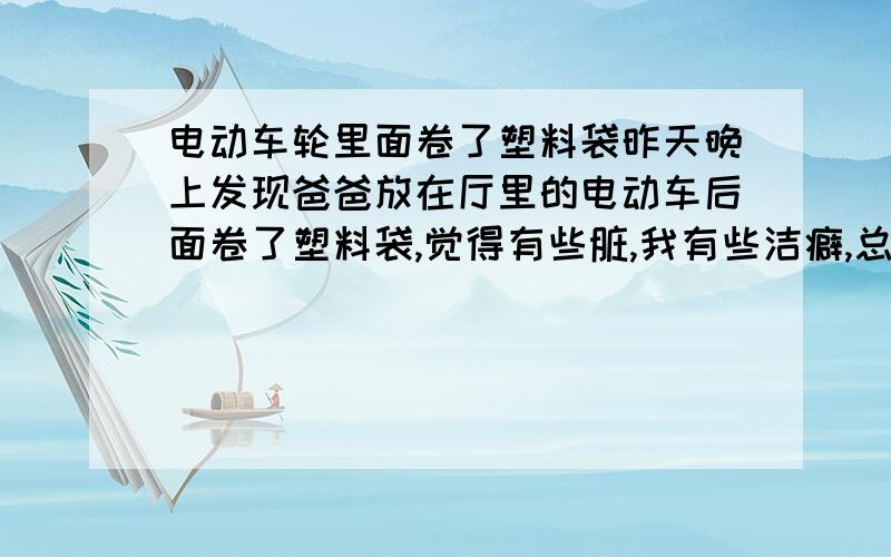 电动车轮里面卷了塑料袋昨天晚上发现爸爸放在厅里的电动车后面卷了塑料袋,觉得有些脏,我有些洁癖,总觉得那个塑料袋里会有脏东西,是不是这种情况很普遍,自行车轮也很容易卷进塑料袋,