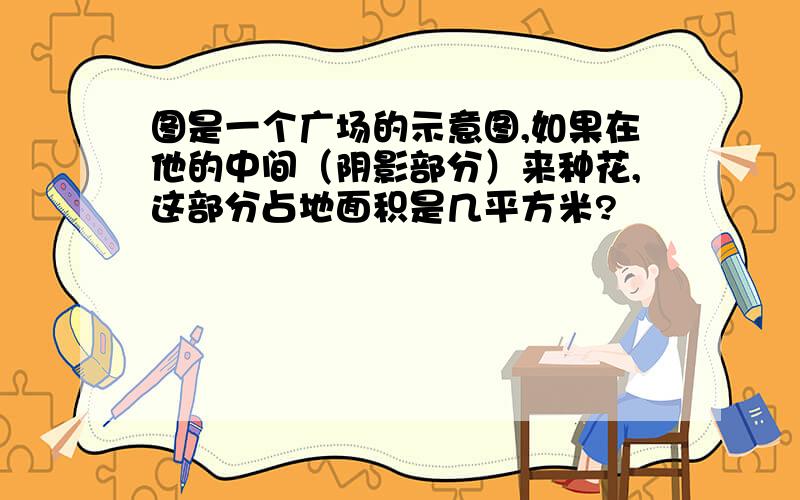 图是一个广场的示意图,如果在他的中间（阴影部分）来种花,这部分占地面积是几平方米?