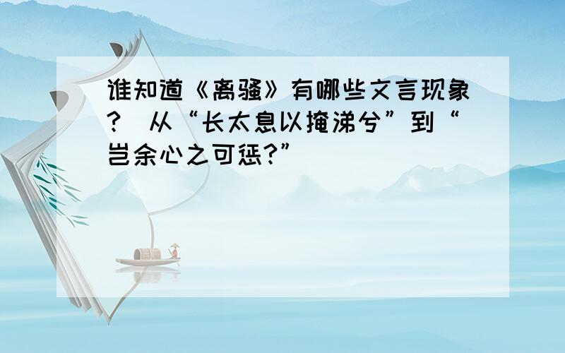 谁知道《离骚》有哪些文言现象?（从“长太息以掩涕兮”到“岂余心之可惩?”）