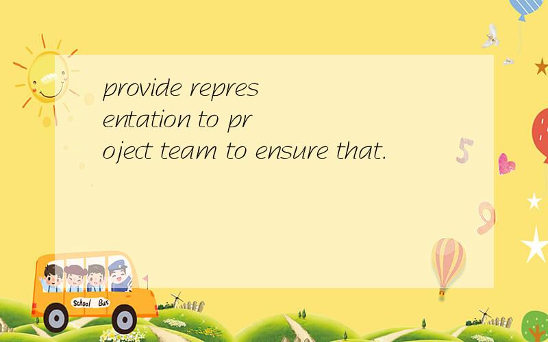 provide representation to project team to ensure that.