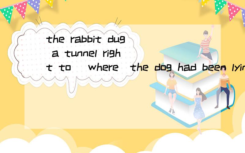 the rabbit dug a tunnel right to （where）the dog had been lying all the time请问where 可替换成Which吗