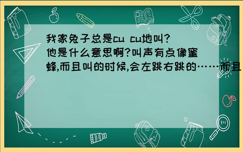 我家兔子总是cu cu地叫?他是什么意思啊?叫声有点像蜜蜂,而且叫的时候,会左跳右跳的……而且每次我到笼子前,它就会那样,到底怎么回事啊?