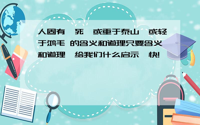 人固有一死,或重于泰山,或轻于鸿毛 的含义和道理只要含义和道理,给我们什么启示,快!