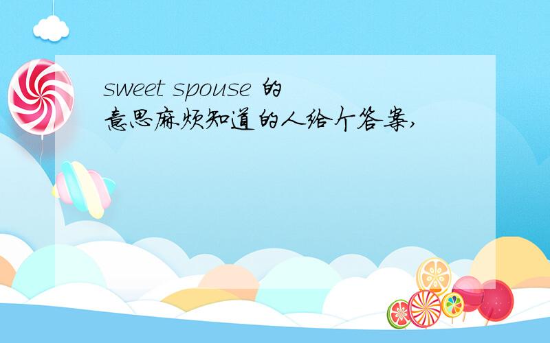 sweet spouse 的意思麻烦知道的人给个答案,