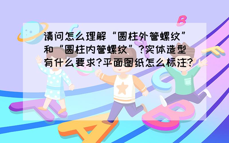 请问怎么理解“圆柱外管螺纹”和“圆柱内管螺纹”?实体造型有什么要求?平面图纸怎么标注?