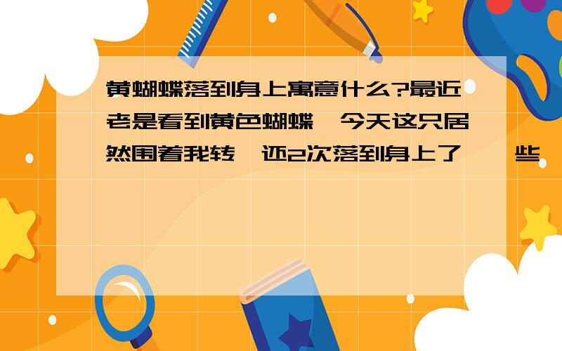 黄蝴蝶落到身上寓意什么?最近老是看到黄色蝴蝶,今天这只居然围着我转,还2次落到身上了,一些一看跟蝴蝶大小差不多,却有有点想飞蛾,