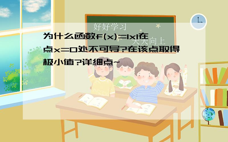 为什么函数f(x)=IxI在点x=0处不可导?在该点取得极小值?详细点~