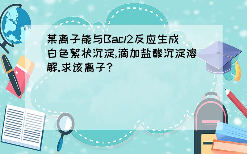 某离子能与Bacl2反应生成白色絮状沉淀,滴加盐酸沉淀溶解.求该离子?