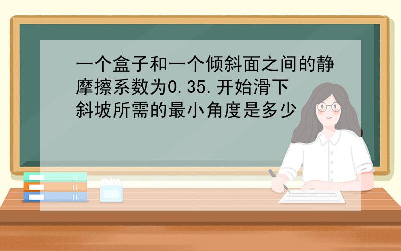 一个盒子和一个倾斜面之间的静摩擦系数为0.35.开始滑下斜坡所需的最小角度是多少