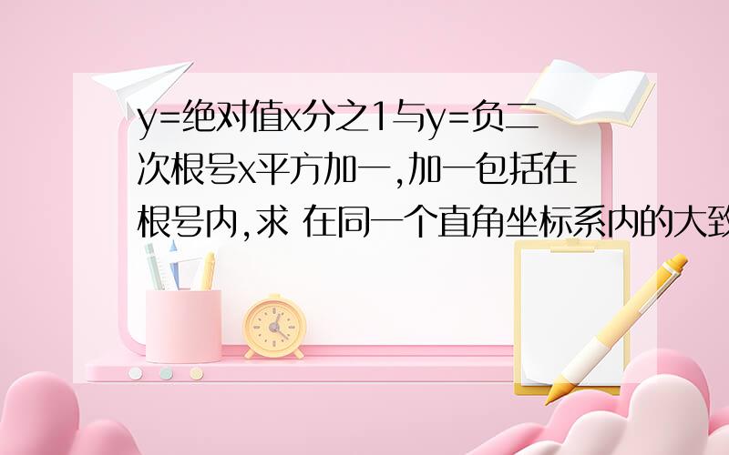 y=绝对值x分之1与y=负二次根号x平方加一,加一包括在根号内,求 在同一个直角坐标系内的大致图像?